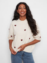 Load image into Gallery viewer, Embroidered Heart Knit Sweater - Heather Oat