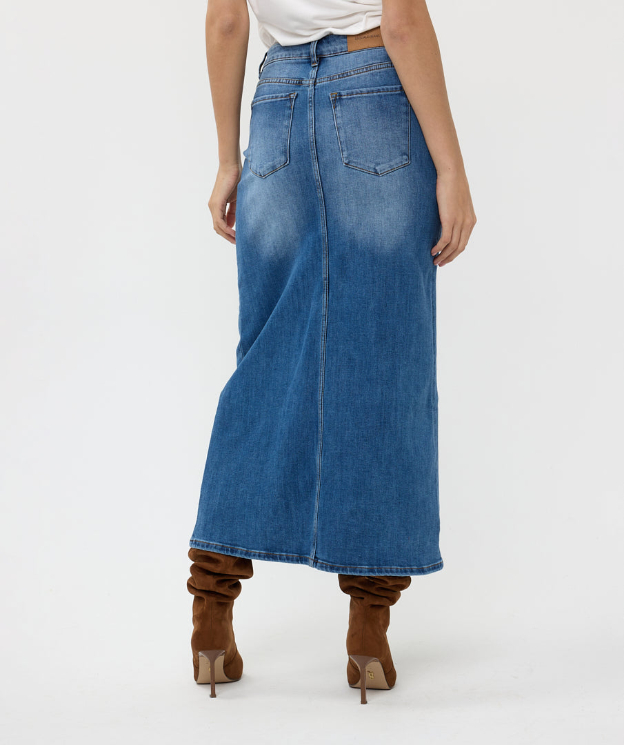 Denim Long Skirt – LittlePinkDoor