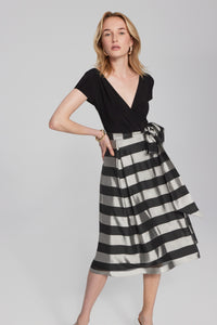 Striped Organza Fit & Flare Dress