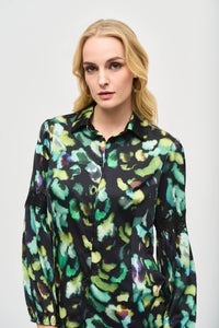 Satin Abstract Button Down Blouse