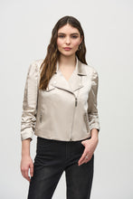 Load image into Gallery viewer, Satin Motto Style Jacket with zippers
