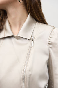 Satin Motto Style Jacket with zippers