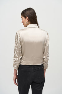 Satin Motto Style Jacket with zippers