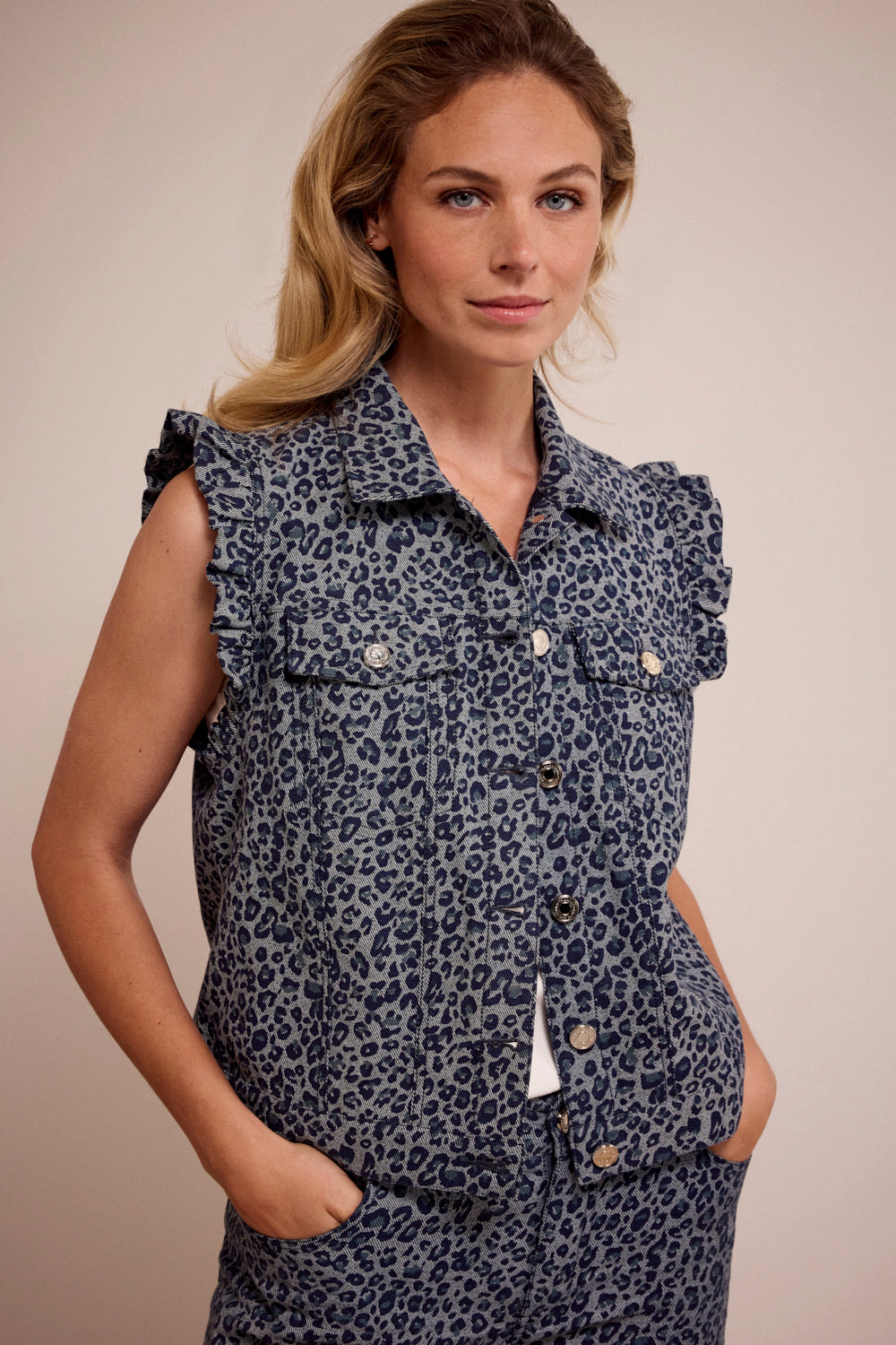 Leopard Denim Vest
