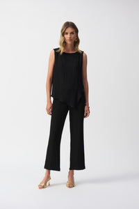 Seersucker Asymmetrical Sleeveless Top