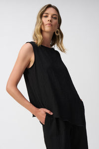 Seersucker Asymmetrical Sleeveless Top