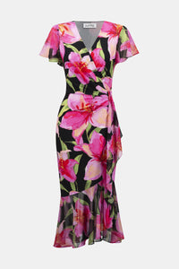 Silky Knit Chiffon Printed Floral Dress