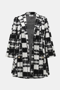 Jacquard Sweater Plaid Print A-Line Jacket
