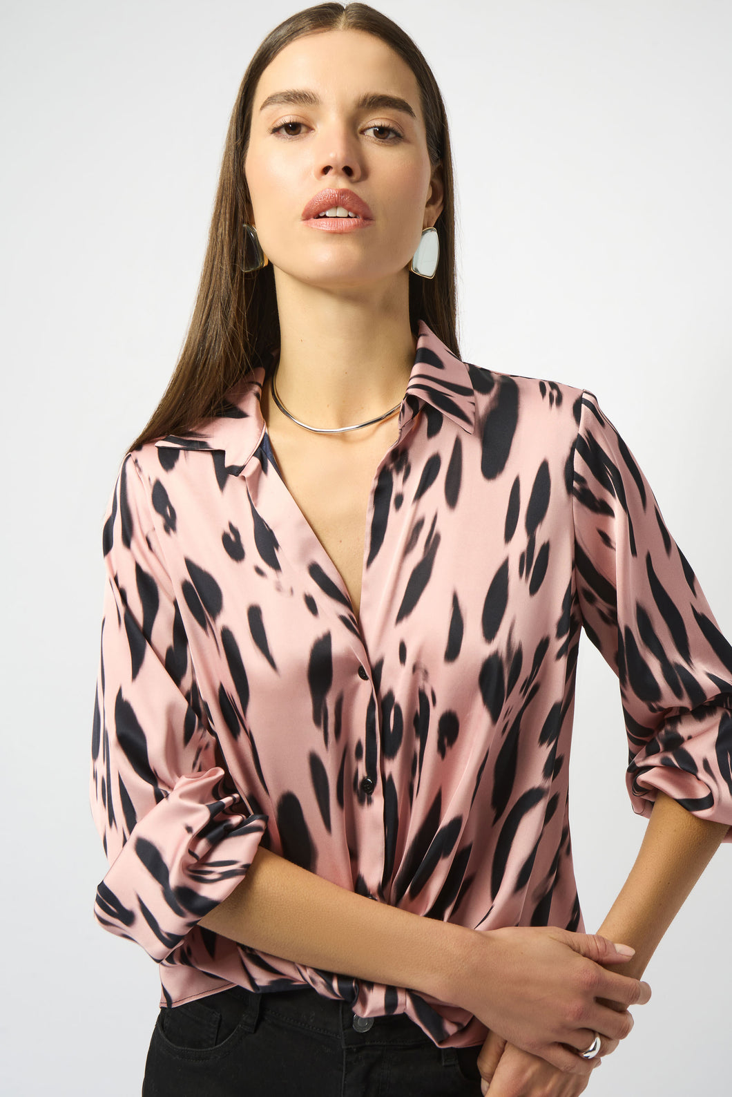 Satin Animal Print Blouse