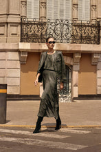 Load image into Gallery viewer, Pleated Satin Long Flared Skirt
