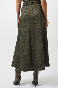 Pleated Satin Long Flared Skirt
