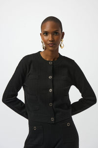 Crew Neck Button Front Jacket