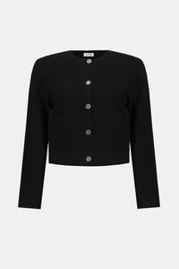 Crew Neck Button Front Jacket