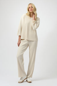 Pleated Scuba Crepe Wide-Leg Pants