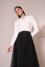 Load image into Gallery viewer, Feather Yarn Cardigan with Rhinestone Bow
