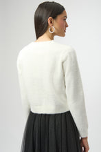 Load image into Gallery viewer, Feather Yarn Cardigan with Rhinestone Bow
