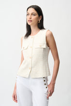 Load image into Gallery viewer, Bouclé Fitted Vest With Gold Buttons
