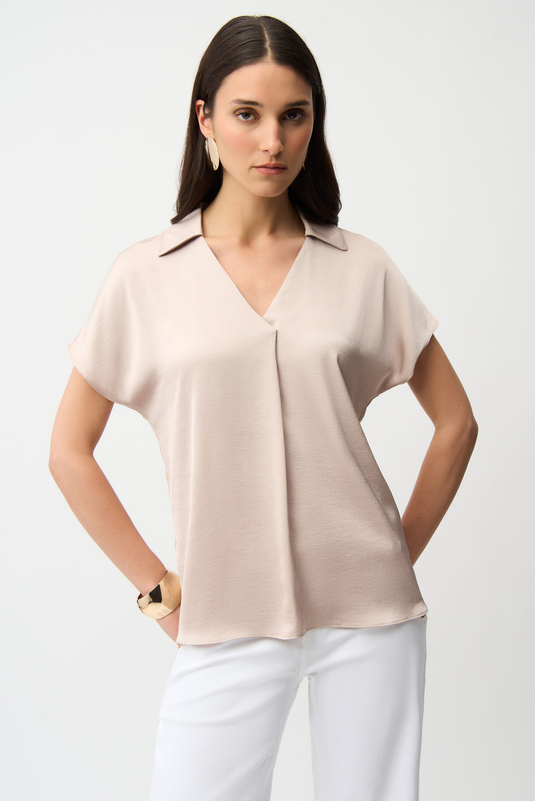 Satin Boxy Top with Collar
