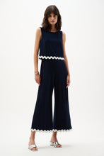 Load image into Gallery viewer, Silky Knit Culotte Jumpsuit With Contrast Trim
