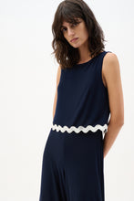 Load image into Gallery viewer, Silky Knit Culotte Jumpsuit With Contrast Trim
