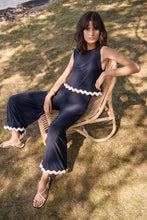 Load image into Gallery viewer, Silky Knit Culotte Jumpsuit With Contrast Trim
