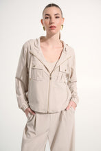Load image into Gallery viewer, Stretch Woven Hooded Boxy Utility Jacket
