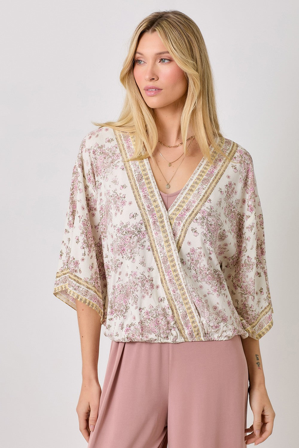 Broder Print Kimono Top