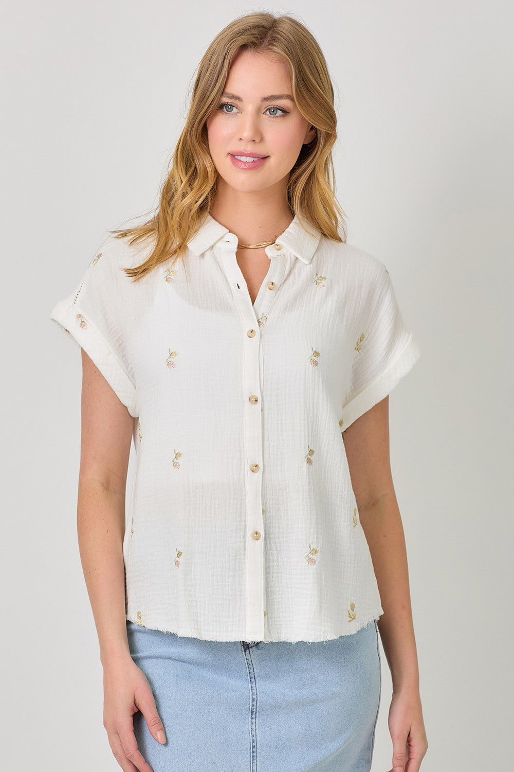 Washed Embroidery Top