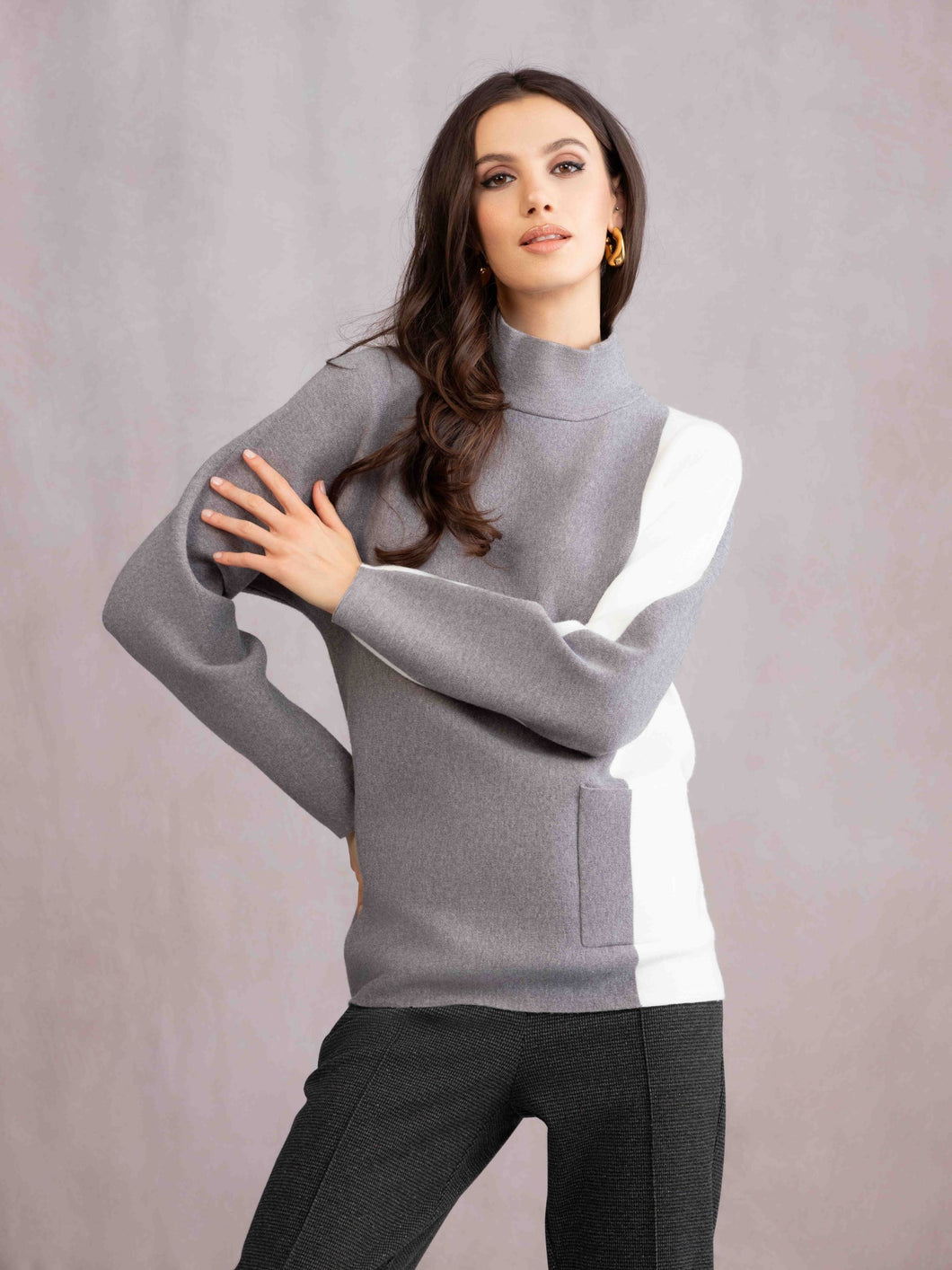 Grey White Sweater