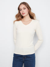 Load image into Gallery viewer, Tencel V Neck Long Sleeved Top
