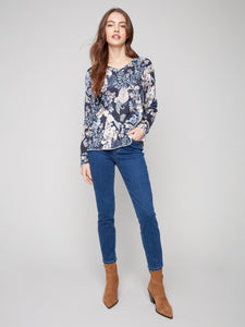 Printed V Neck Sweater