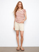 Load image into Gallery viewer, Crocheted Striped Short Sleeved Sweater

