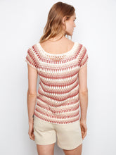 Load image into Gallery viewer, Crocheted Striped Short Sleeved Sweater
