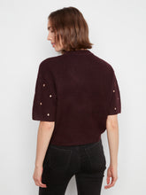 Load image into Gallery viewer, Embroidered Polka Knit Sweater - Heather Wine
