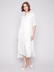 3/4 Roll Up Sleeve Button Dress