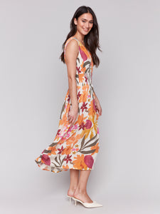 Printed V Neck Dress