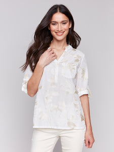 Embroidered Pop Over Blouse