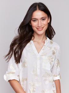 Embroidered Pop Over Blouse