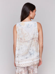 Border Print Linen Top