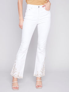White Denim with embroidered bottom