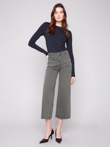 Cropped Patch Pocket Pants