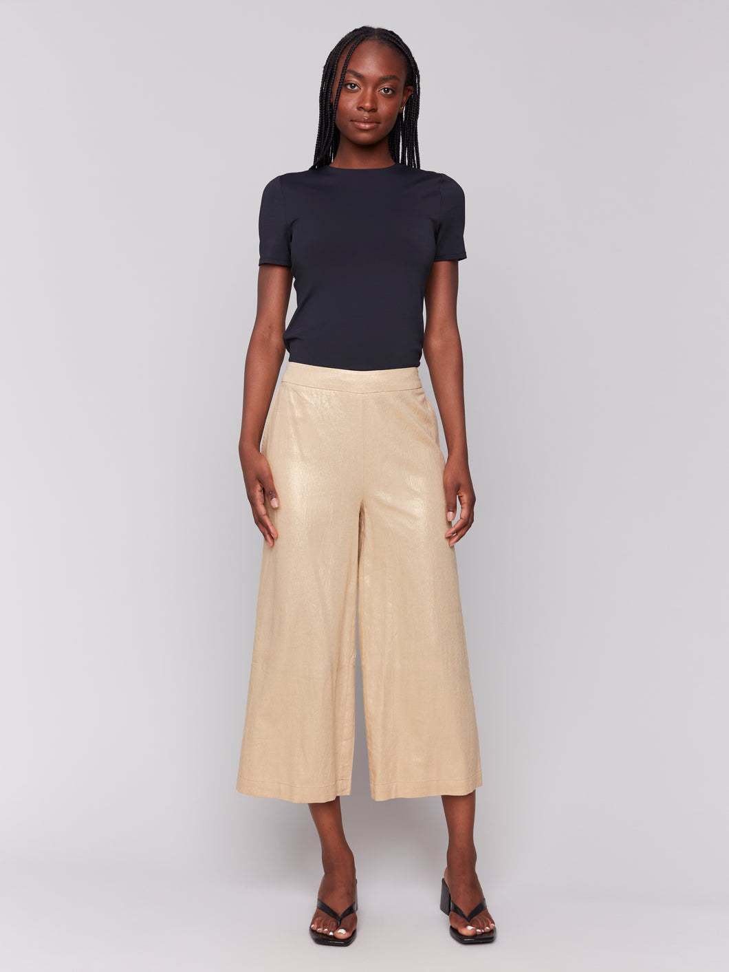 Pull On Foil Linen Pants