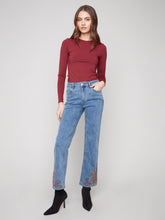 Load image into Gallery viewer, Straight Leg Denim with embroidery
