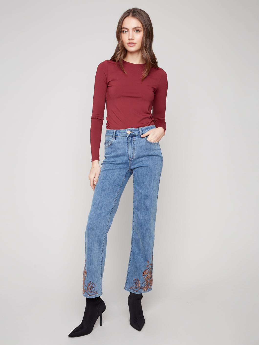 Straight Leg Denim with embroidery