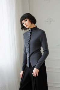 Grey Sweater with Button Detail