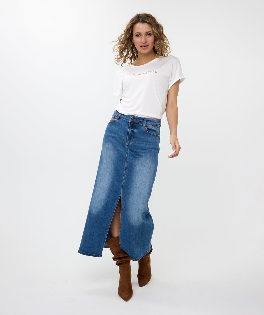 【BAON】Notini banding pin tuck denim long skirt BAON】Notini banding pin tuck denim long skirt Amazon.com