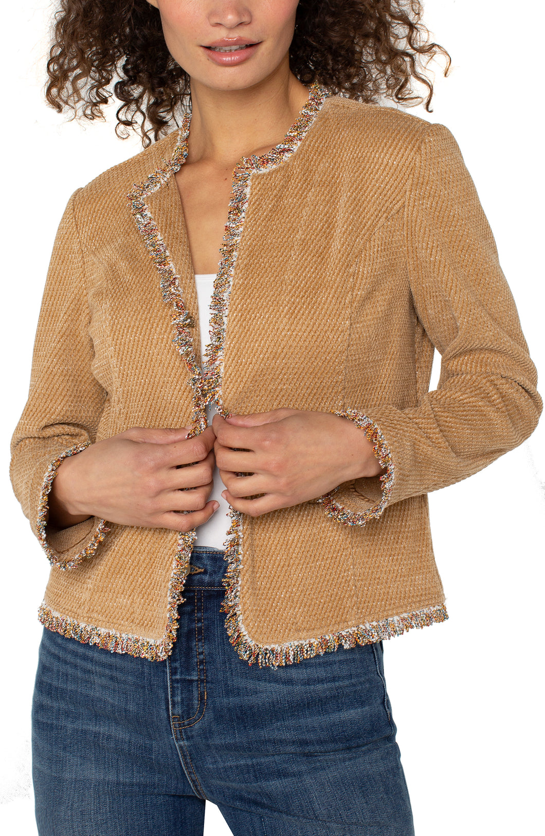 Chenille Collarless Jacket