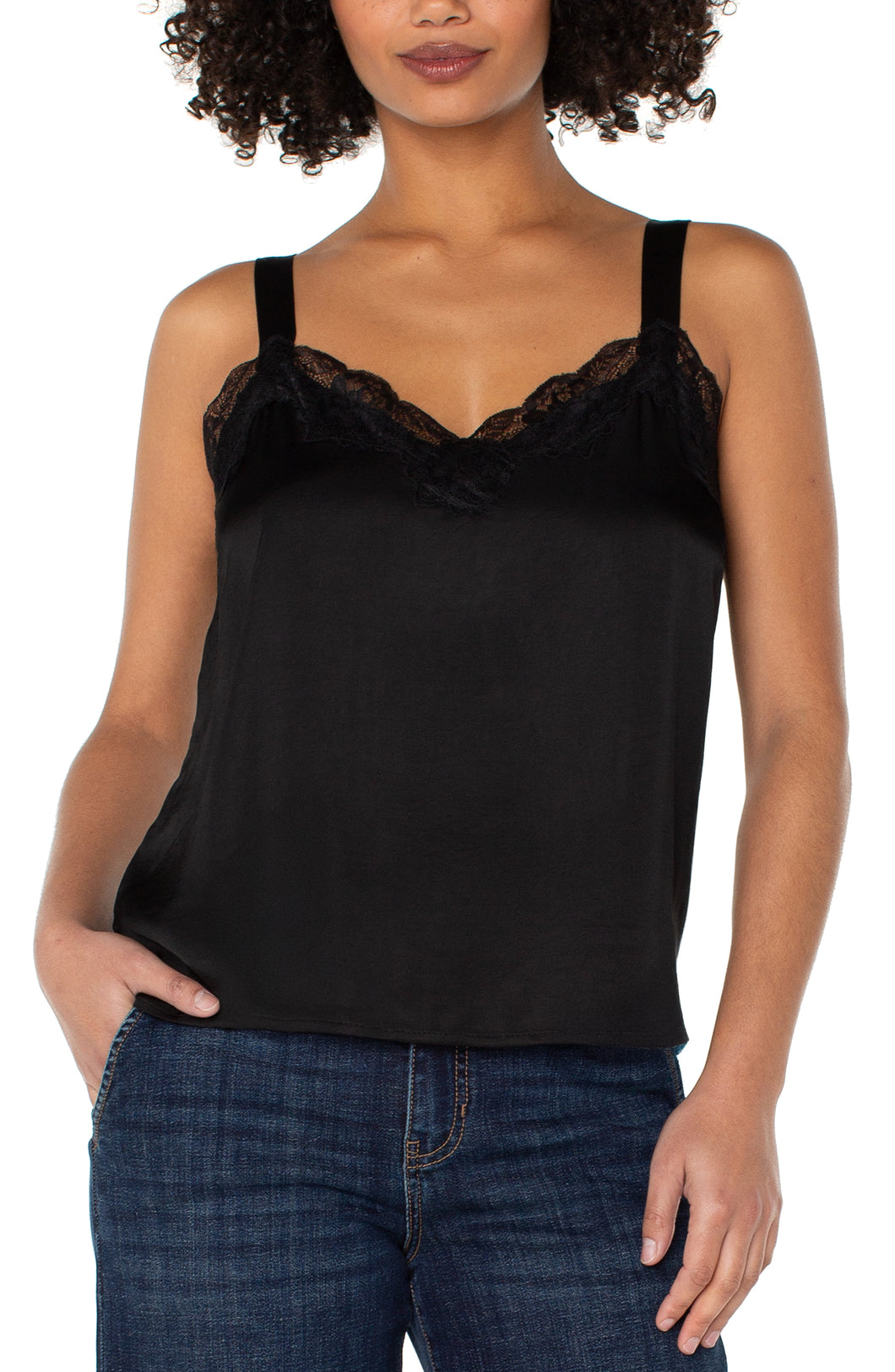 Woven Tank with Lace