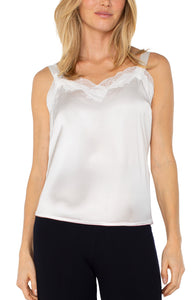 Woven Tank with Lace