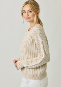 Washed Cable Knit Sweater